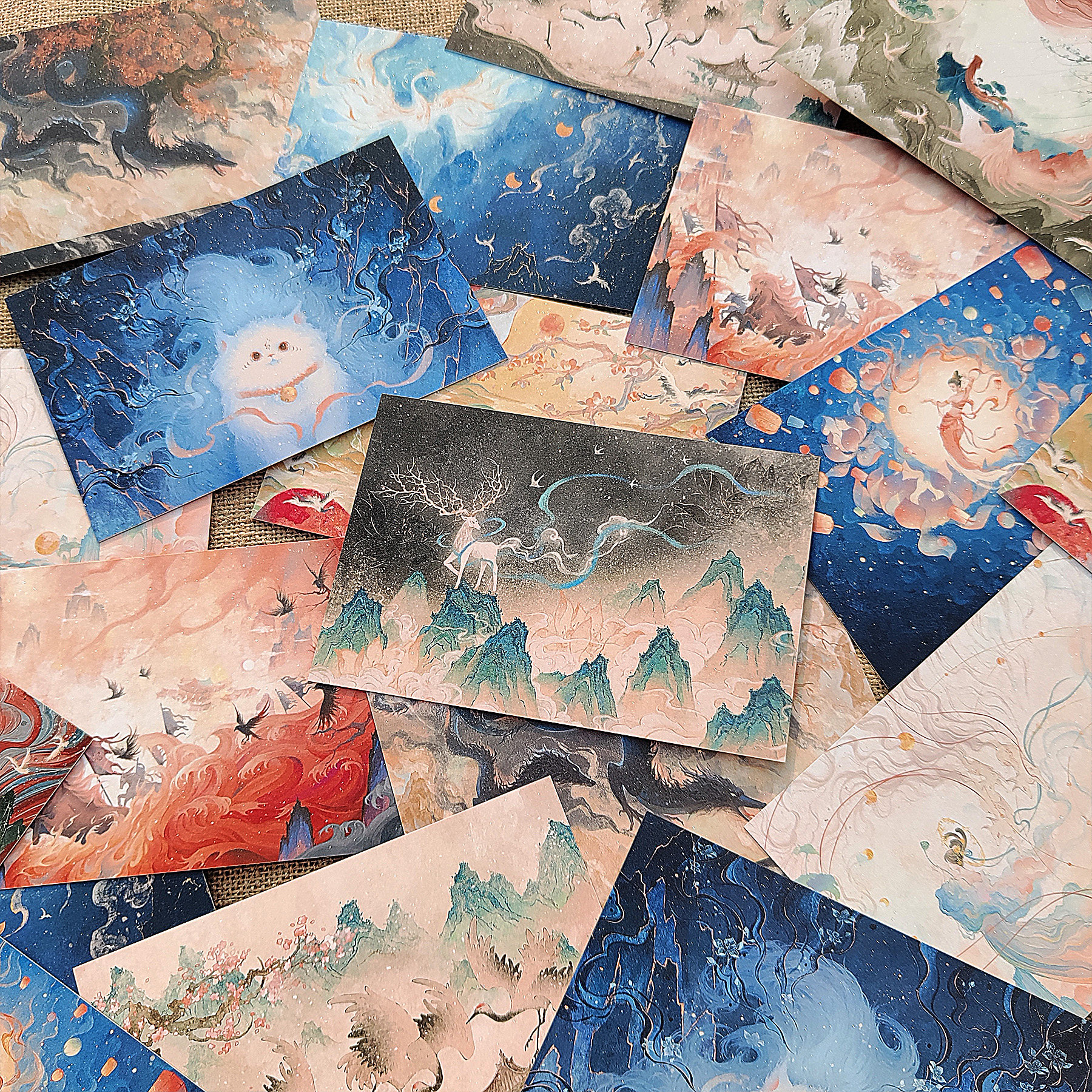 「古风集三」磨砂满天星夜画雨落插画卡片原创明信片礼物留言贺卡