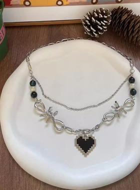 StarryCat原创设计 爱心暗黑项链vintage古着叠戴项链ins辣妹亚裔