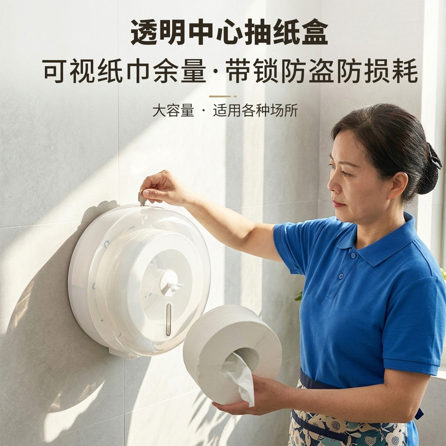 透明可视化酒店商用中心抽大卷纸盒大盘纸巾盒厕所壁挂式厕纸盒