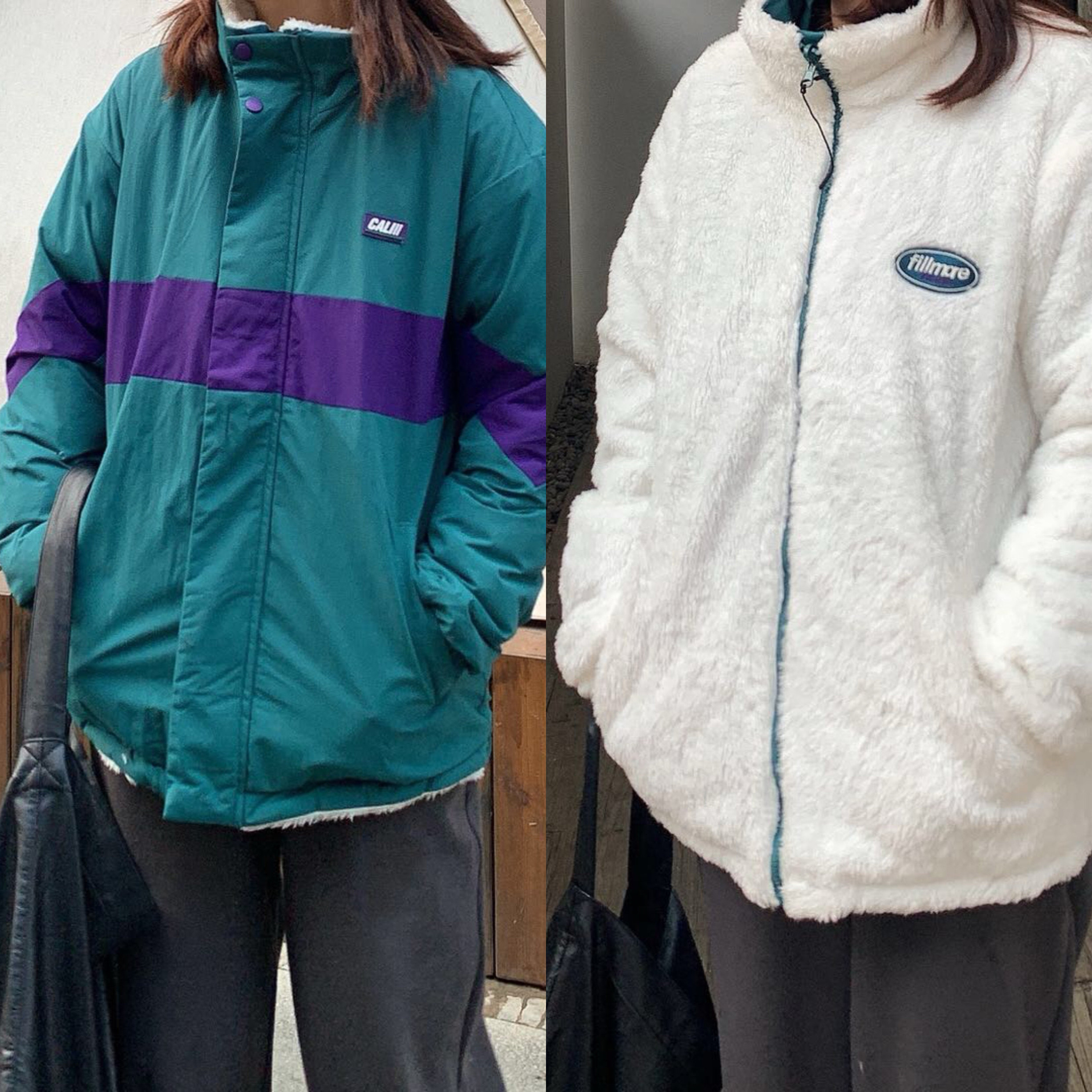 年终折扣~ 正反两面穿! 泫雅风韩国男女同款情侣工装风外套冬季