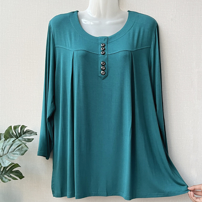 长袖莫代尔加肥加大妈妈长袖T恤