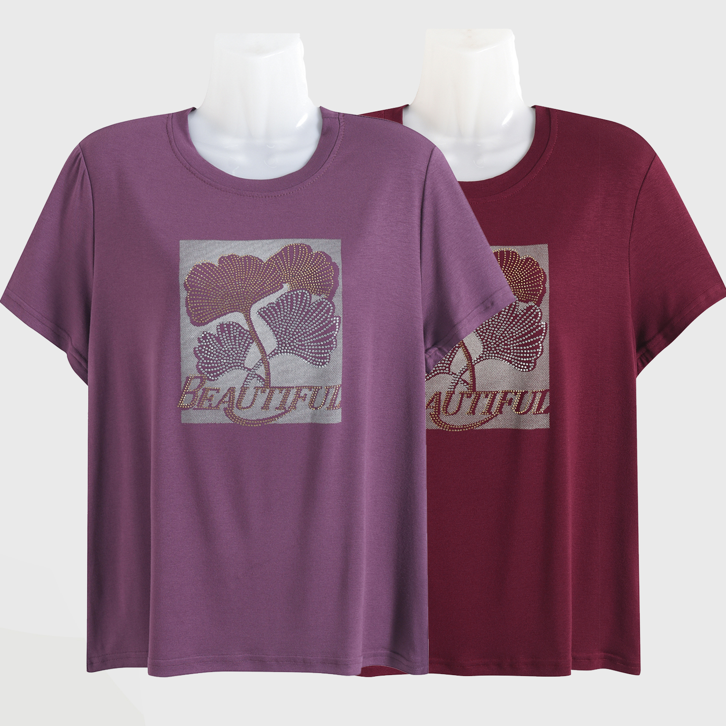 中年媽媽夏裝莫代爾印花短袖T恤