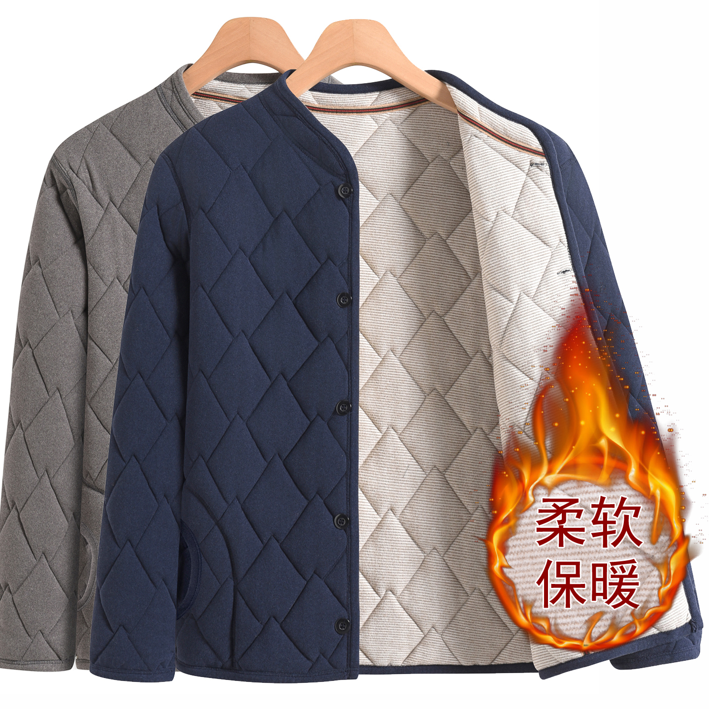 爸爸冬装棉衣中老年德绒内穿棉袄