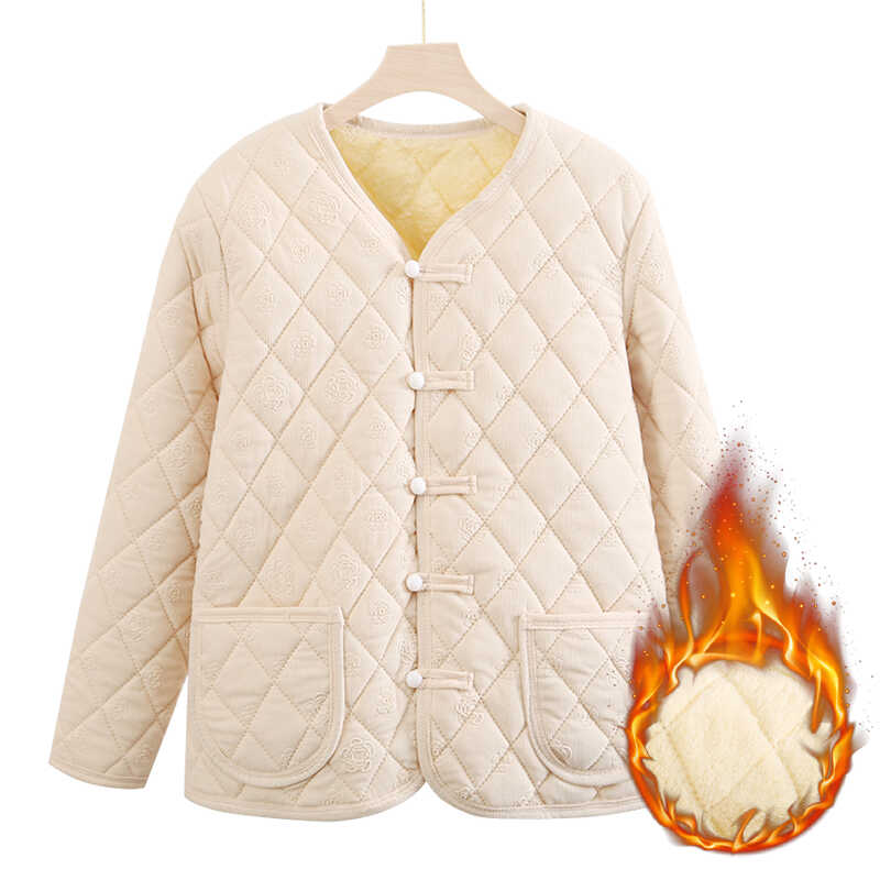 盘扣国风中老年加绒保暖棉衣