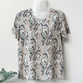 新半袖 妈妈夏装 上衣 圆领花色小衫 宽松薄款 冰丝短袖 t恤中老年时尚