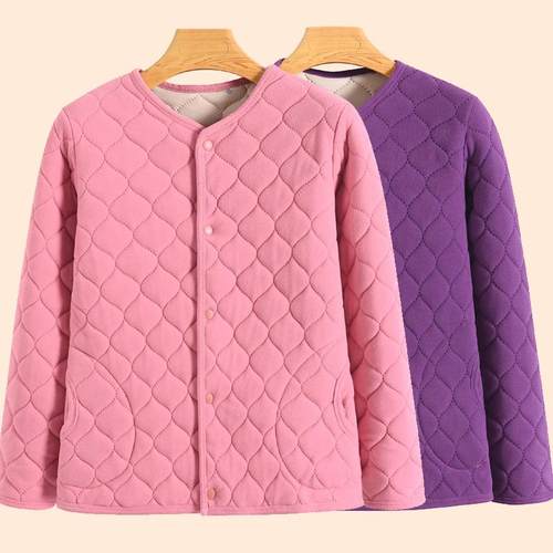 保暖内胆加绒棉衣妈妈德绒小棉袄