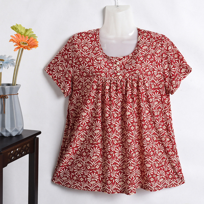短袖T恤夏季中老年人花色妈妈装