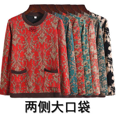 妈妈装盘扣春秋季宽松显瘦长袖