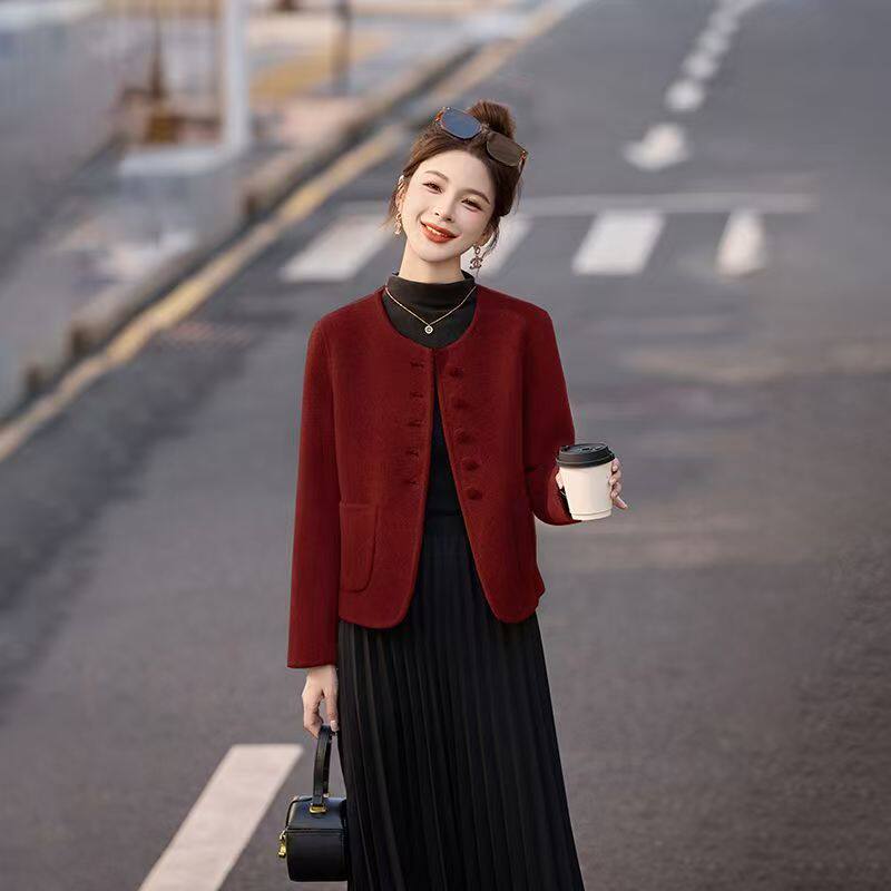 2026两面穿秋冬新款小香风短款双面羊毛大衣小个子显瘦毛呢外套女