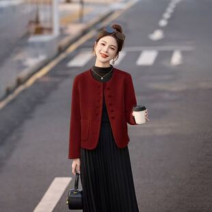 2026两面穿秋冬新款 双面羊毛大衣小个子显瘦毛呢外套女 小香风短款