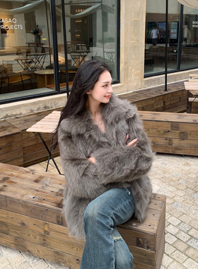 JICHIZFUR网红神明少女SAGA芬兰进口整皮狐狸毛外套 气质显瘦女冬