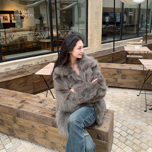 JICHIZFUR网红神明少女SAGA芬兰进口整皮狐狸毛外套 气质显瘦女冬