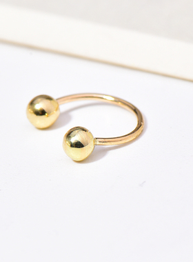 首尔k金纯10k/14k金黄金首饰耳钉 金球转运珠弯钩螺纹耳钉女单只