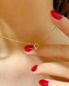 颈链锁骨链 迷你小戒指吊坠短款 首尔k金纯14k金黄金韩国项链 时尚