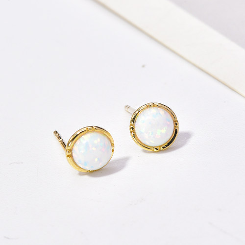 K金韩国10k耳钉时尚简约白色圆形