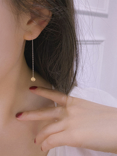 首尔k金纯10k 14k金黄金耳钉 2025新款潮个性笑脸流苏长款耳线