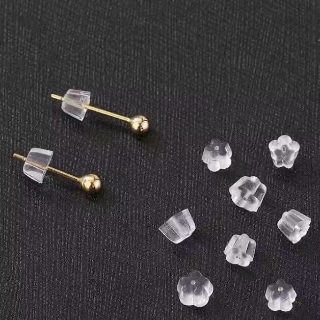 梅花透明硅胶防掉过敏塑料耳塞胶塞耳堵diy耳环耳钉后塞配件堵头