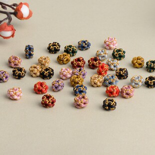 桃花线圈手工编织金店手绳项链纽扣结配件DIY手串菠萝结隔珠配饰