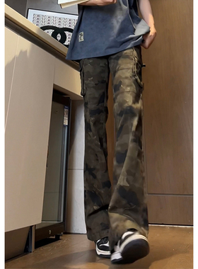 美式高街加长版高个子工装迷彩裤男190男生秋冬加绒牛仔裤男115cm