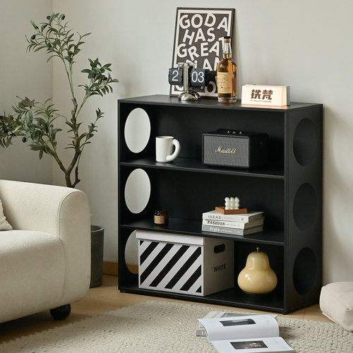 铁梵简约风客厅多层置物收纳架角落转角置物架一体式书房落地书架