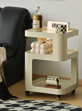 奶油风沙发边几可移动小茶几迷你桌子铁艺推车边柜侧边边桌