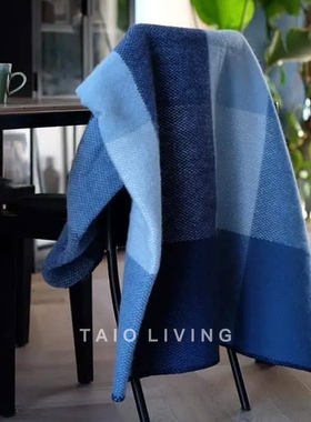 瑞典KLIPPAN棋盘格羊毛毯大气方格纹北欧风保暖客厅沙发盖毯BLOCK