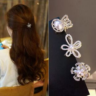 韩国新款气质百搭珍珠合金小抓夹头顶两边刘海夹碎发卡子少女发抓