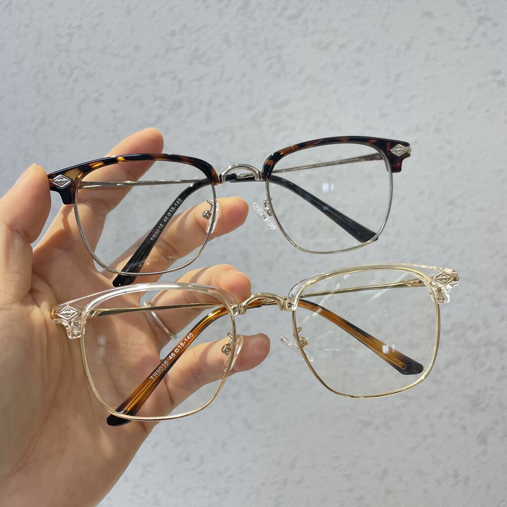 复古半框眼镜休闲男款潮大脸可配度数近视光学框架防蓝光黑色镜架