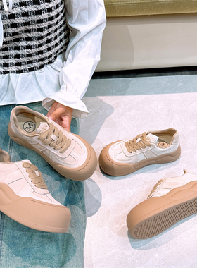 真皮！专柜商场撤柜断码平底厚底系带百搭休闲板鞋女M3-9285-11