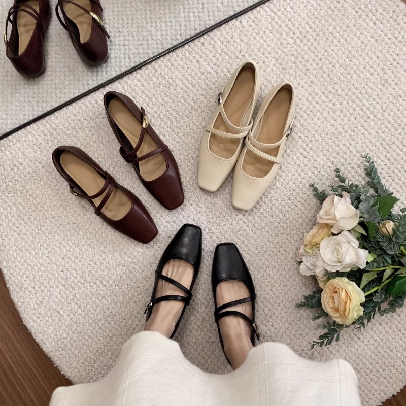 专柜商场撤柜断码女鞋粗跟方头百搭仙女一字带单鞋女KD251508-7A