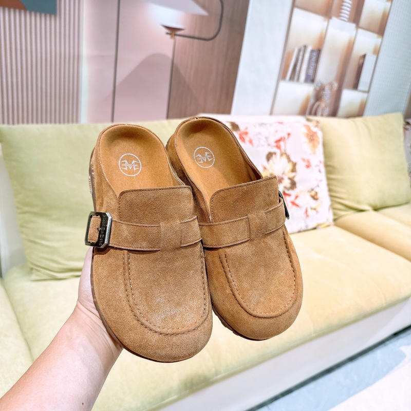 真皮专柜商场撤柜平底包头拖