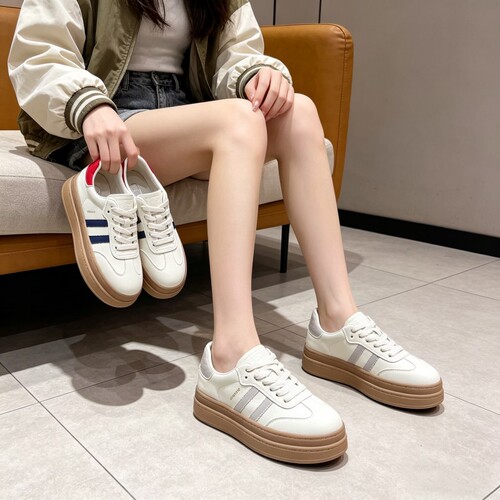 真皮！专柜商场撤柜断码厚底显瘦休闲德训鞋女M5-762-222