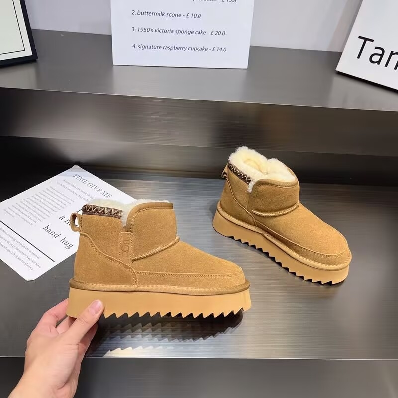 真皮！厚底雪地靴！专柜撤柜断码短靴加厚保暖棉鞋女洋气M2638