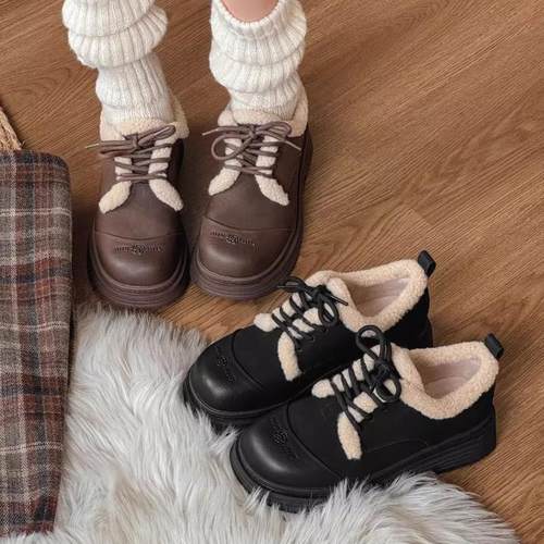 真皮！羊羔毛！专柜断码平底系带小皮鞋乐福鞋G921288-1A