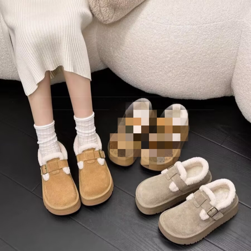 真皮！羊羔毛！厚底勃肯鞋！专柜女鞋加绒冬季休闲鞋女M6007107A