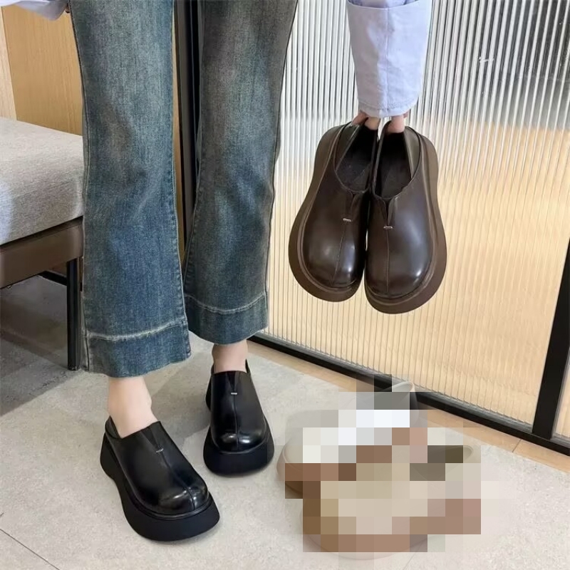真皮厚底增高乐福鞋女轻便