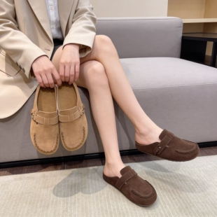 501 真皮 Z26 软底舒适外穿拖鞋 勃肯鞋 女包头半拖一脚蹬懒人鞋