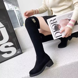女鞋 过膝靴 羊京绒 专柜断码 76A 粗跟长筒靴子女气质洋气D72601