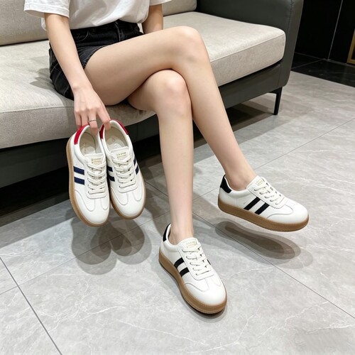 真皮！专柜商场撤柜断码平底厚底时尚显瘦休闲德训鞋女Z5-772-512