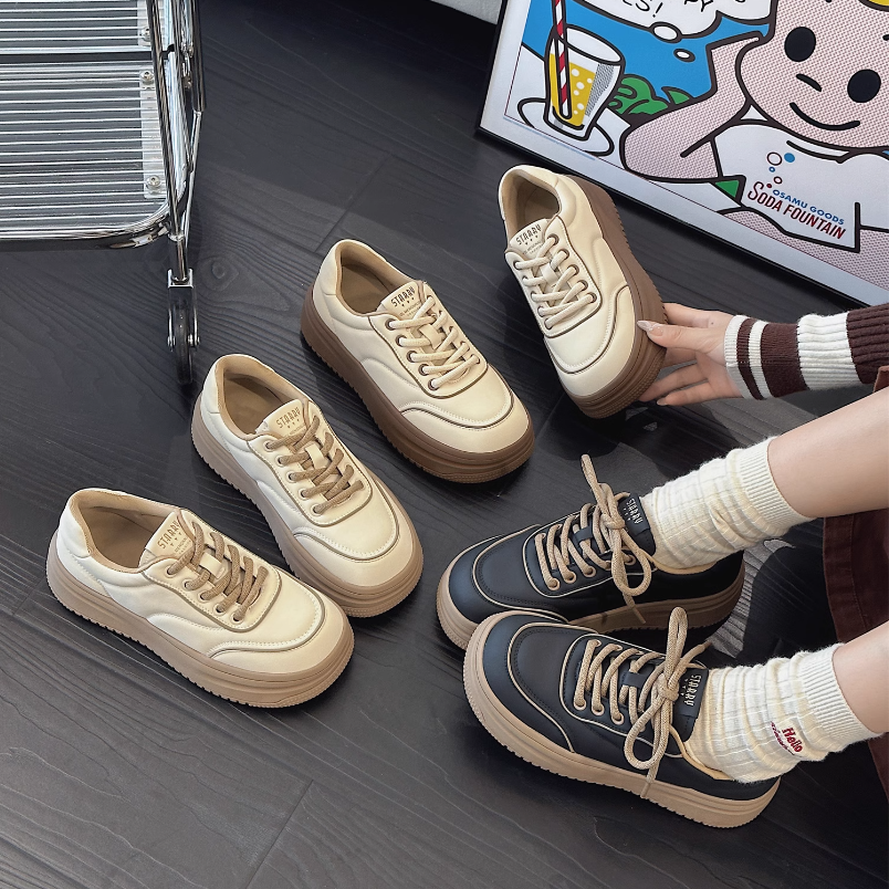 真皮！厚底板鞋！专柜商场撤柜断码女鞋平底休闲鞋女Z5-772361