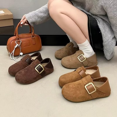 真皮！专柜商场撤柜断码处理可后踩软底保暖单鞋勃肯鞋女MNR58336