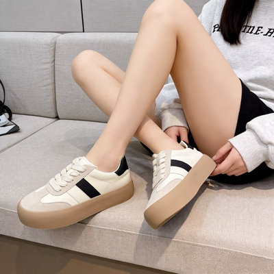 真皮！厚底德训鞋！专柜断码学院风女小白鞋休闲板鞋Z5-7702-91