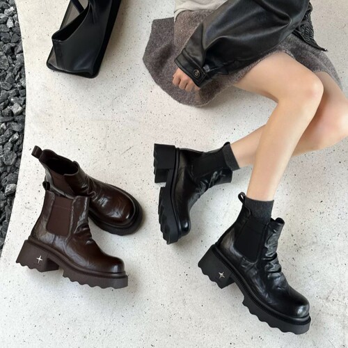 专柜商场撤柜断码厚底粗跟短靴时尚切尔西靴烟筒靴女Z538322-1A