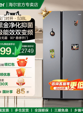 海尔双开门冰箱538L/620L升一级双变频家用无霜冷冻冰箱政府补贴