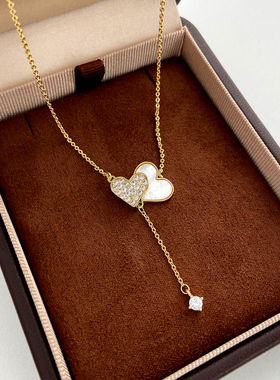 双爱心吊坠项链时尚百搭女