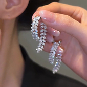 耳饰 网红爆款 轻奢高级感锆石麦穗流苏耳钉耳环女时尚 气质2023新款