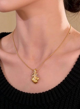 精致轻奢爆闪羽毛吊坠项链