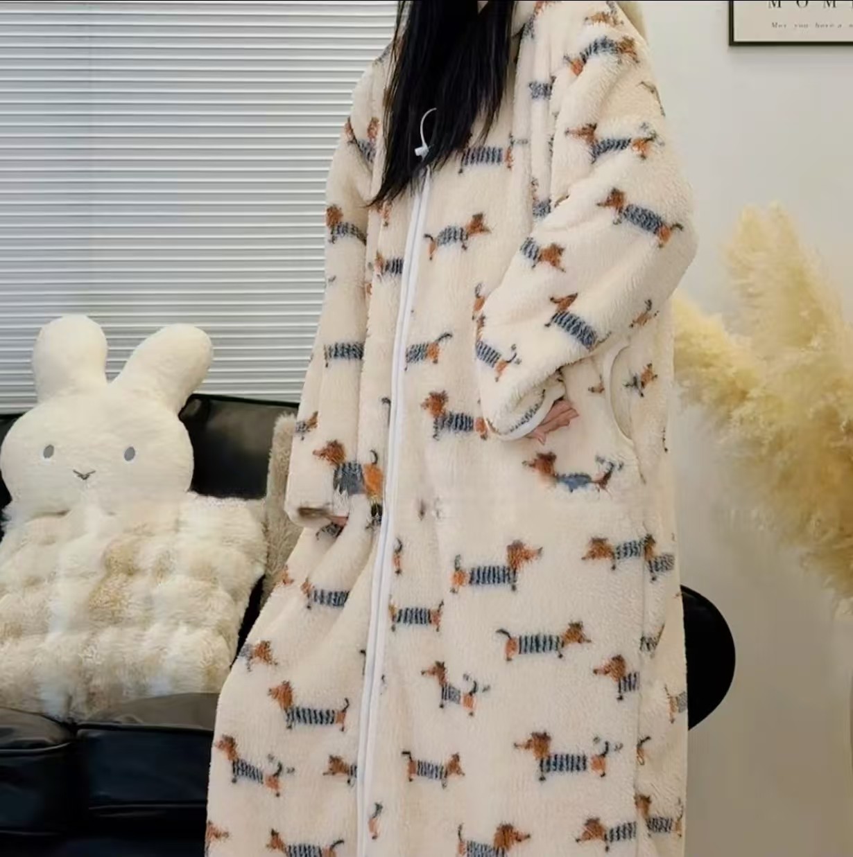 冬季珊米粒绒纹睡袍女连帽长款大码宽松拉链款袍子可外穿家居服,女士内衣/男士内衣/家居服,睡袍/浴袍,淘宝优惠券,粉丝福利购,淘宝优惠卷