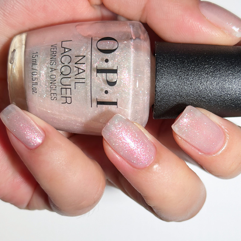 opi极光粉色细闪免烤指甲油无毒