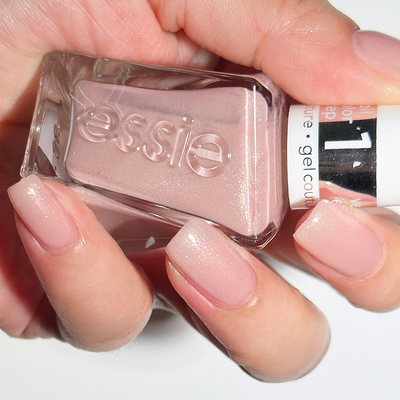 美国ESSIE扭扭瓶微光疗甲油68 last nightie裸粉玫瑰色带微金细闪